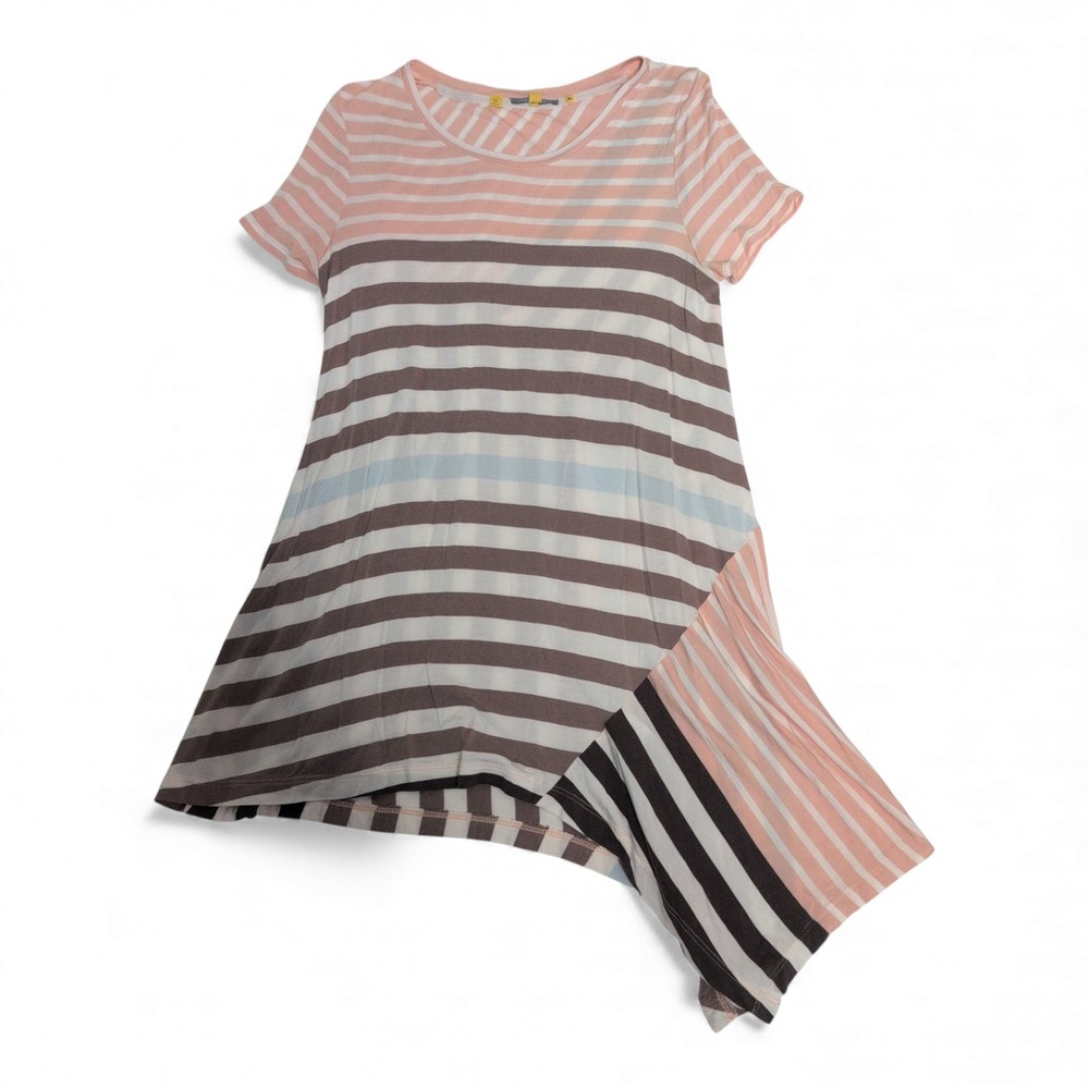 Little Yellow Button Striped A-Line‎ Tunic Top XS